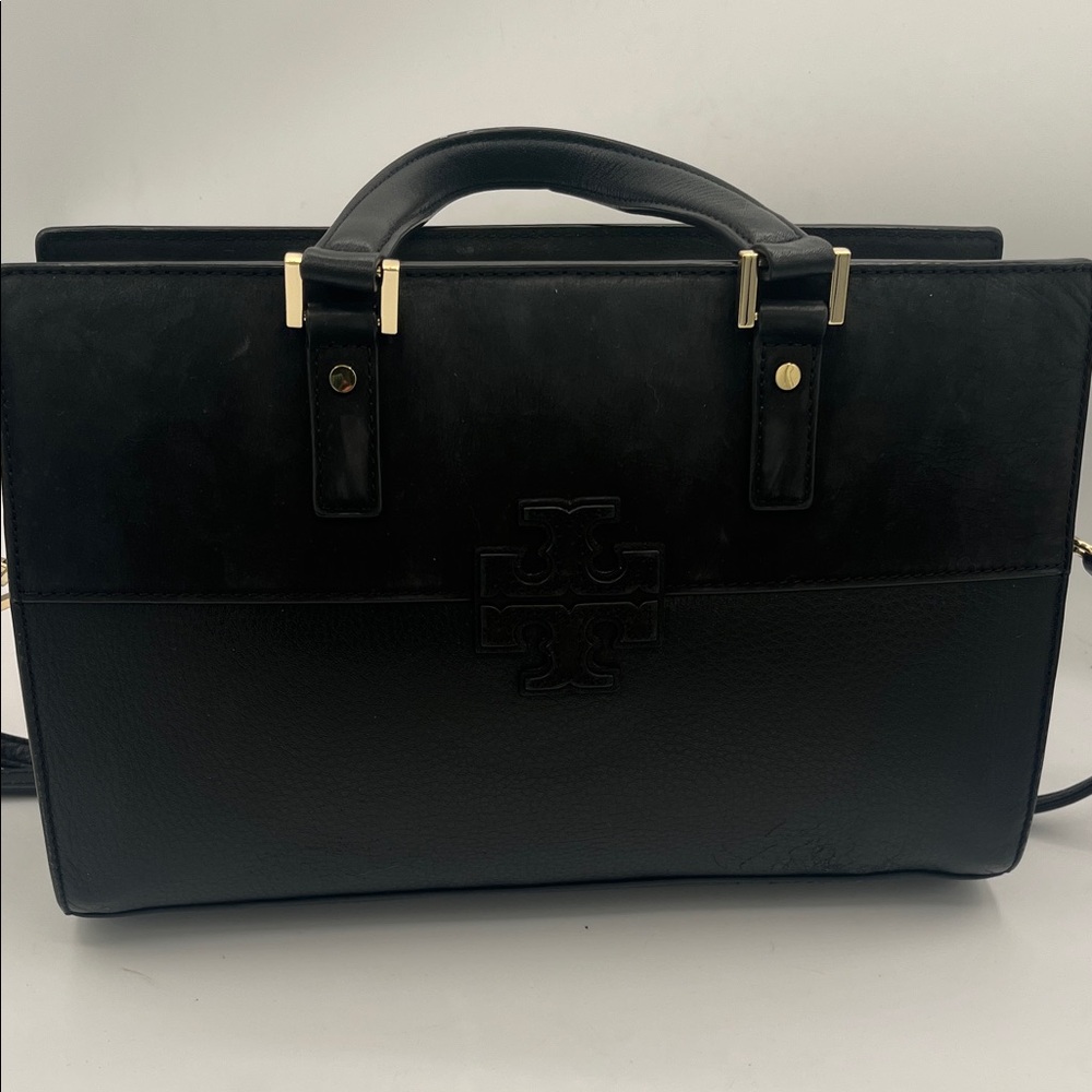 Tory Burch Black Leather & Suede Shoulder Bag